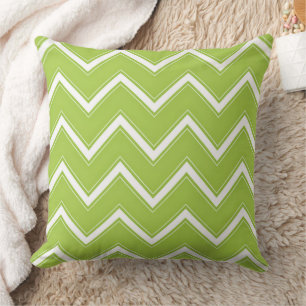 Modern Lime Green Chevron Zig Zag Pattern Throw Pillow