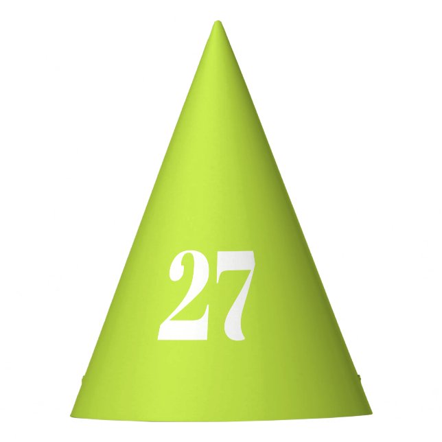 Modern lime green custom number fun birthday party hat (Front)