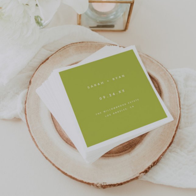 Modern Lime Green Custom Wedding Names Napkins (Creator Uploaded)