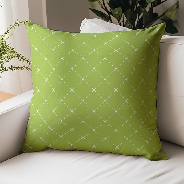 Modern Lime Green Diagonal Dotted Lines Pattern Throw Pillow (Creator Uploaded)