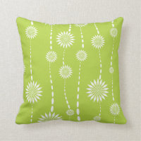 Modern Lime Green Floral Decorative Throw Pillow