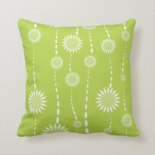 Modern Lime Green Floral Decorative Throw Pillow Zazzle Com