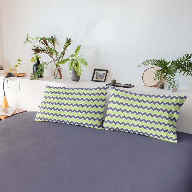 Modern Lime Green Gray Chevron Pattern Pillow Case (Creator Uploaded)