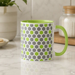 Modern Lime Green Gray Geometric Pattern Mug