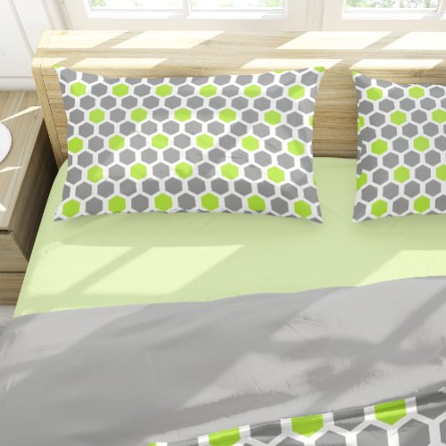 Modern Lime Green Gray Hexagon Geometric Pattern Pillow Case