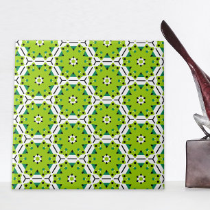 Modern Lime Green Hexagon Geometric Pattern Ceramic Tile