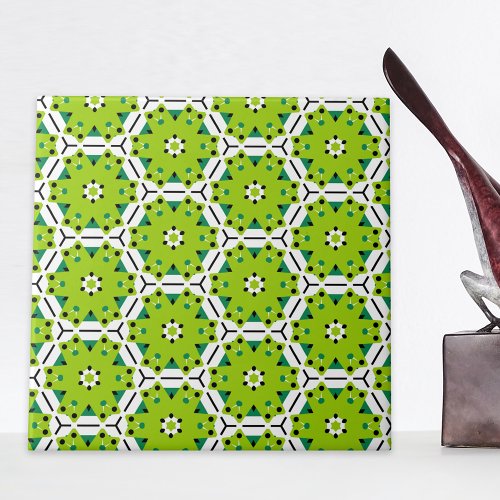 Modern Lime Green Hexagon Geometric Pattern Ceramic Tile
