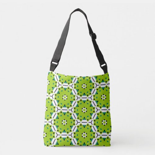 Modern Lime Green Hexagon Geometric Pattern Crossbody Bag
