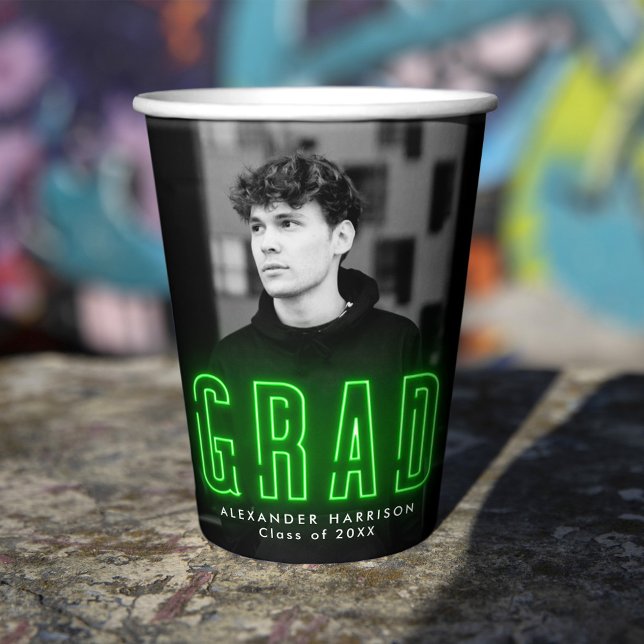 Modern Lime Green Neon Graduation Paper Cups (Creator Uploaded)