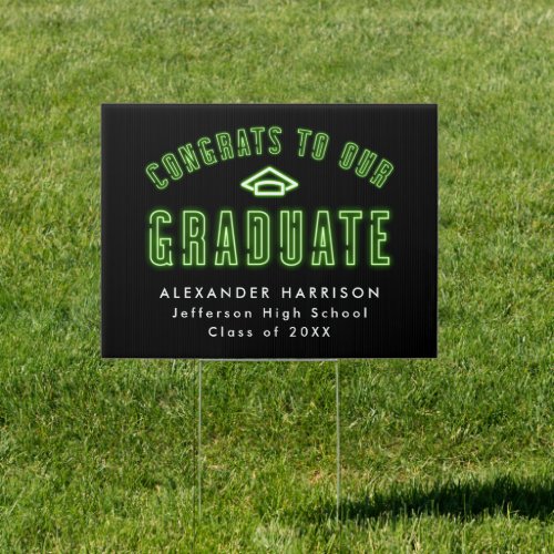 Modern Lime Green Neon Graduation Sign