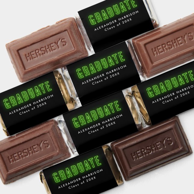 Modern Lime Green Neon Lettering Graduation Hershey's Miniatures (Assorted)