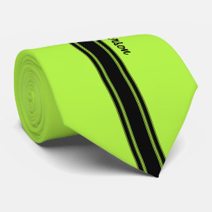 Modern Lime Green Racing Stripes With Name Tie