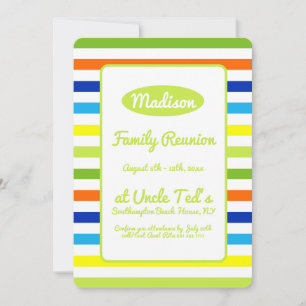 Modern Lime Green Stripes Family Reunion Invitation