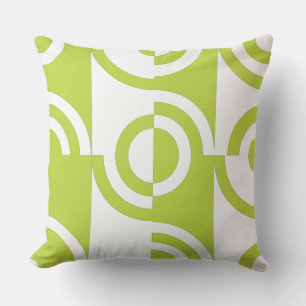 Modern Lime-Green & White Circular Fragments  Throw Pillow