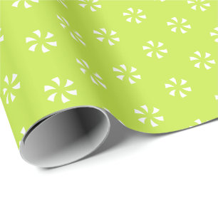 Modern lime green white flowers snowflakes pattern wrapping paper