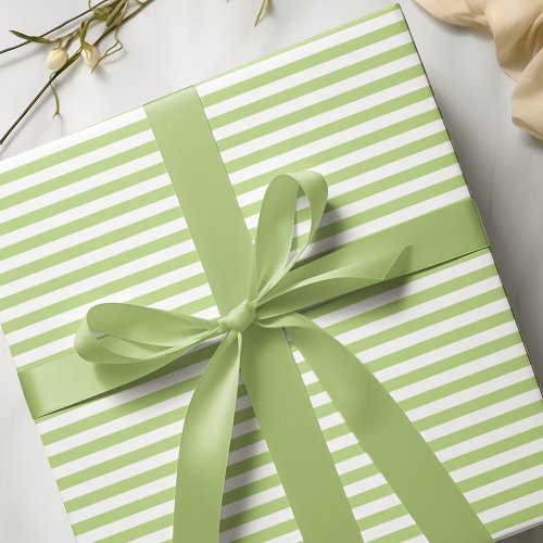 Modern Lime Green White Narrow Stripes Wrapping Paper