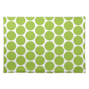 MODERN LIME GREEN, WHITE POLKA DOTS CLOTH PLACEMAT