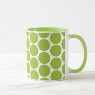 MODERN LIME GREEN, WHITE POLKA DOTS MUG