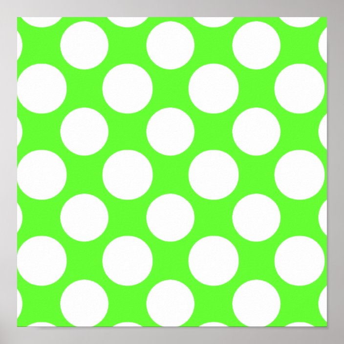 Modern Lime Green White Polka Dots Pattern Poster | Zazzle.com