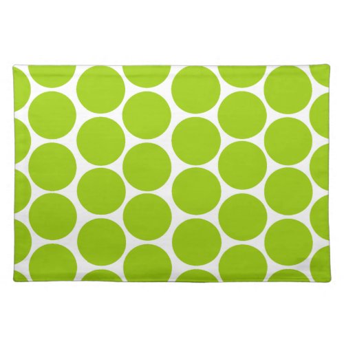 MODERN LIME GREEN WHITE POLKA DOTS PLACEMAT