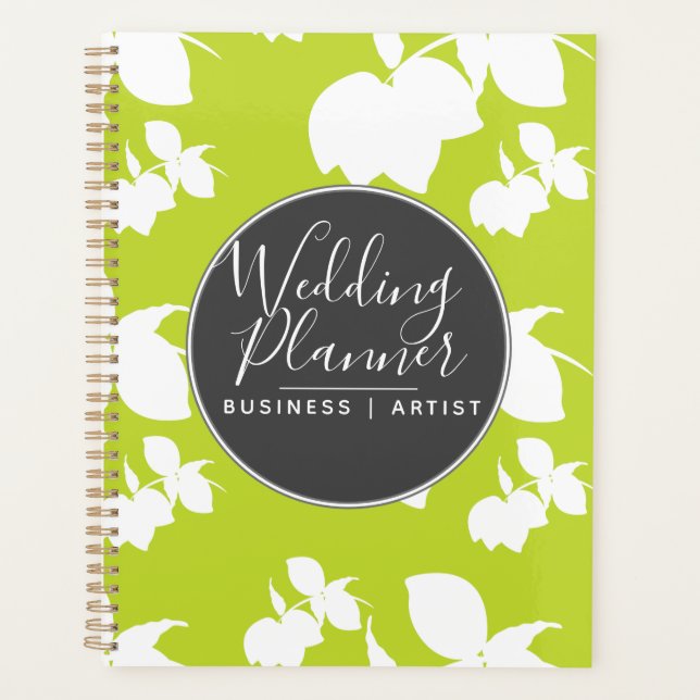 Modern Lime Lemon Silohuette Wedding Planner (Front)