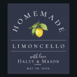 Modern Limoncello Blue Beverage Label<br><div class="desc">Pretty watercolor lemon and leaves,  limoncello beverage label. Designed to match our Citrus Orchard Collection. Background color,  shown in navy blue,  can be customized.</div>