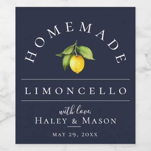 Modern Limoncello Blue Beverage Label