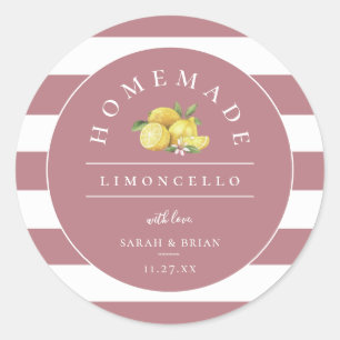 Modern Limoncello Dusty Rose Stripe Classic Round Sticker