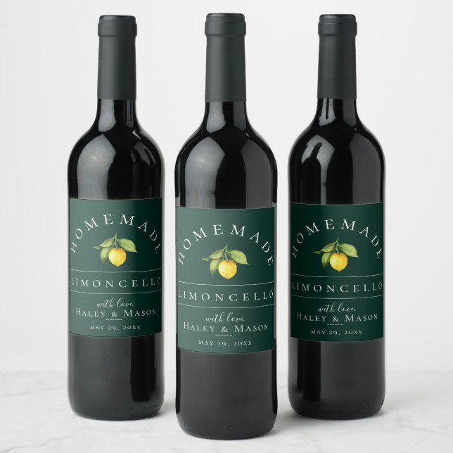 Modern Limoncello Green Beverage Label (Bottles)