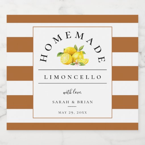 Modern Limoncello Rustic Orange Stripe Liquor Bottle Label Zazzle