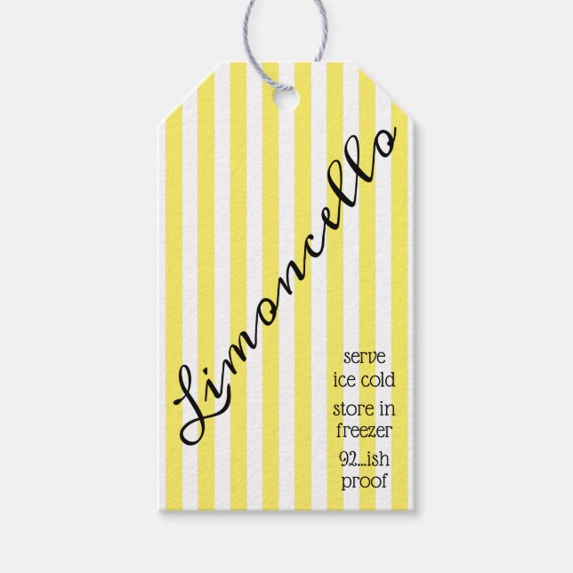 Modern Limoncello Striped Bottle Hang Tag  | (Front)