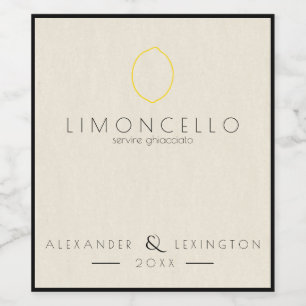 Modern Limoncello Wedding Favor Bottle Label