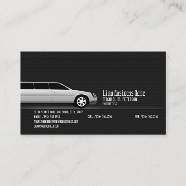 Modern Limousine Limo Business Card (Front)