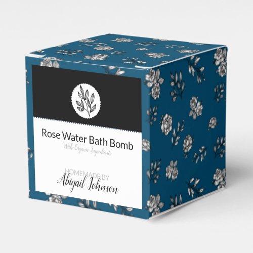 Modern Line Art Blue Roses  Leaves Bath Bomb Box