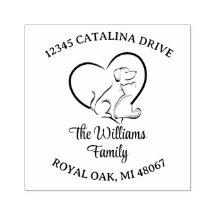 Modern Line Art Cat and Dog Return Address