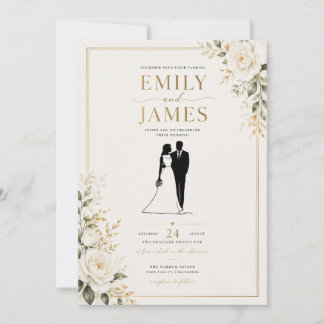 Modern Line Art Couple Invite
