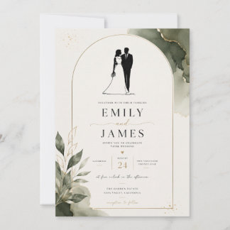 Modern Line Art Couple Invite