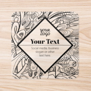Modern Line Art Design & Your Logo Clear Square Sticker