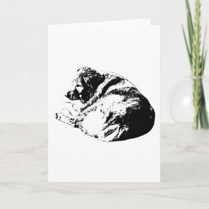 Modern Line Art Dog Shares Gentle Holiday Heart Card