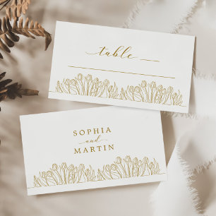 Modern Line Art Floral Wedding Place Card