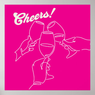 Modern Line Art Friends Cheers Bar Poster