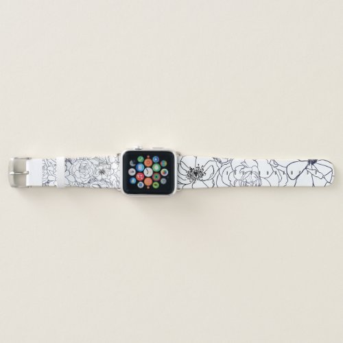 Modern Line Art Hand Drawn Floral Girly Design Apple Watch Band