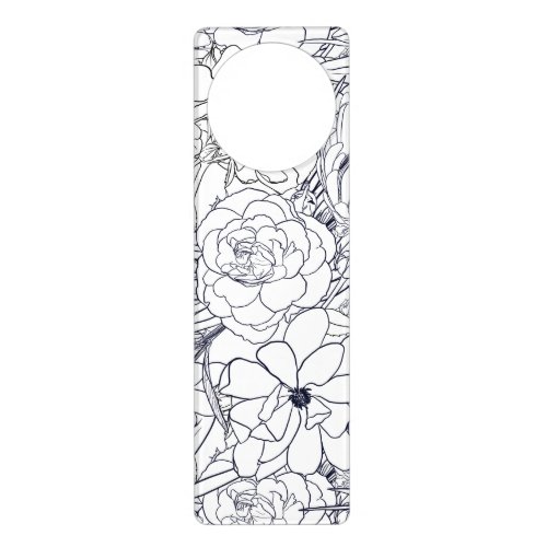 Modern Line Art Hand Drawn Floral Girly Design Door Hanger