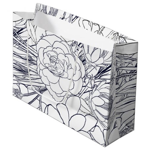 Modern Line Art Hand Drawn Floral Girly Design Large Gift Bag
