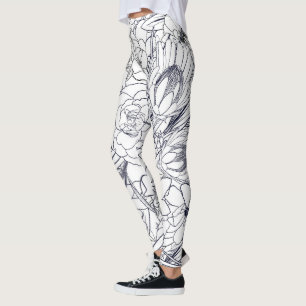 Modern Line Art Hand Drawn Floral Girly Design Leggings