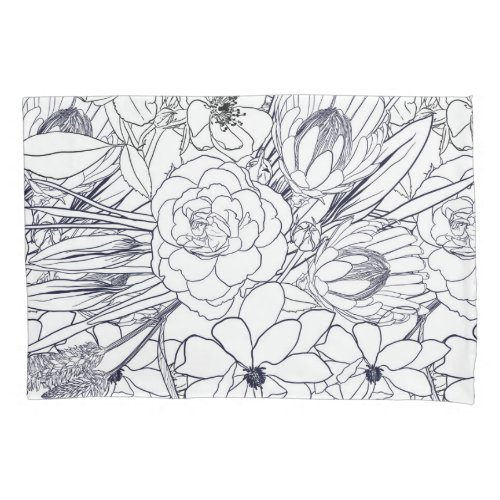 Modern Line Art Hand Drawn Floral Girly Design Pillow Case