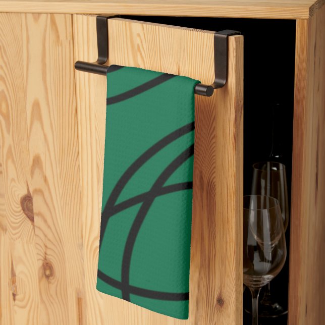 Modern Line Art in Green And Black Kitchen Towel (Thirds Fold)