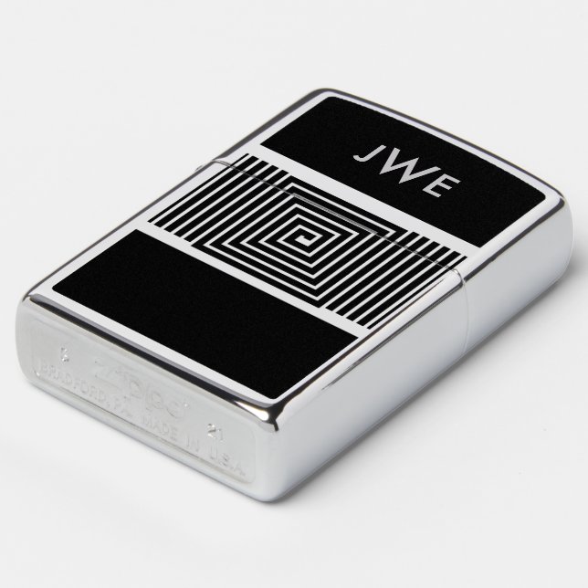 Modern Line Art - Monogram Initial Zippo Lighter (Angled)