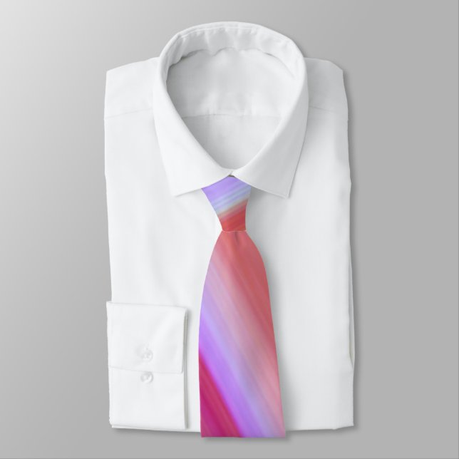 Modern Line Art Mostly Pink Smudged  Neck Tie (Tied)