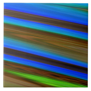 Modern Line Art Peacock Feather Colors Ceramic Tile